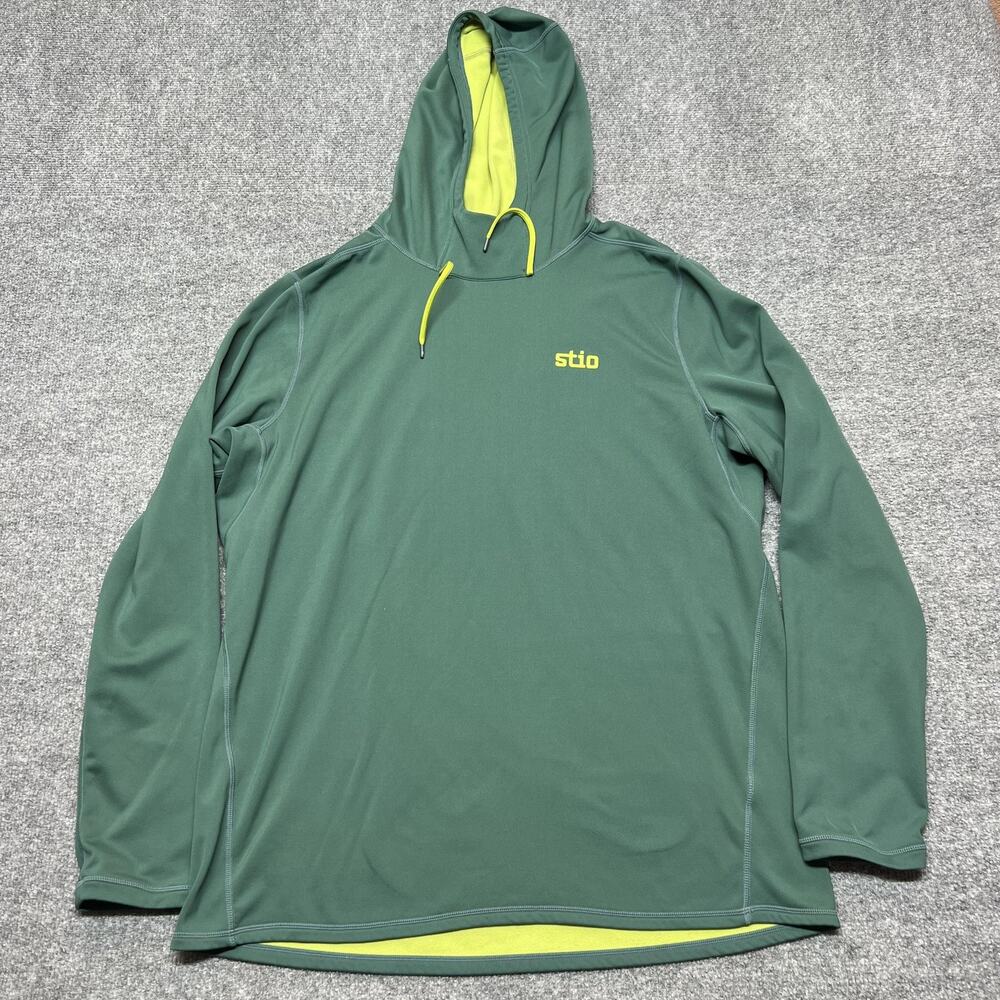 Stio Hoodie Mens XL Green Fleece Pullover Lined Hooded Outdoor Warm Logo